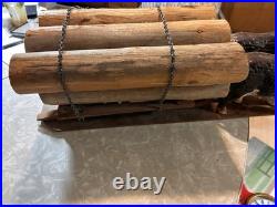 Vintage Yoked Oxen Pulling Logs Folk Art Hand Carved Claude Anible Very Nice