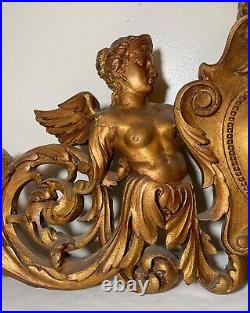Vintage hand carved gilt wood architectural salvage nude lady sculpture pediment
