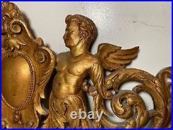 Vintage hand carved gilt wood architectural salvage nude lady sculpture pediment