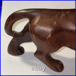 Vintage hand carved lion roaring showing teeth, very light wood. Late 60's-70's