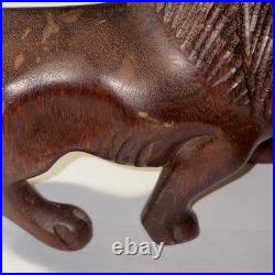 Vintage hand carved lion roaring showing teeth, very light wood. Late 60's-70's