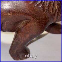 Vintage hand carved lion roaring showing teeth, very light wood. Late 60's-70's