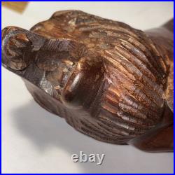 Vintage hand carved lion roaring showing teeth, very light wood. Late 60's-70's