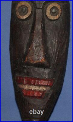 Vintage hand carved wood wall decor mask