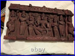 Vintage hand carved wooden Indian sculpture, rare, traditional. 18x10x2 inches