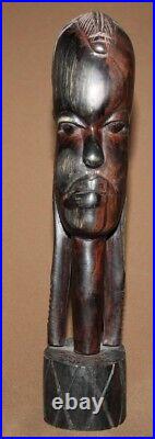 Vintage hand carving wood African man head statuette