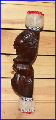 Vintage hand carving wood Indian figurine handle for bow