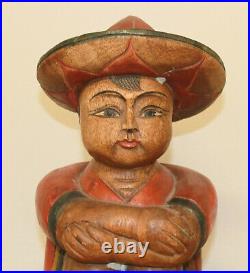 Vintage hand carving wood Mexican boy statuette