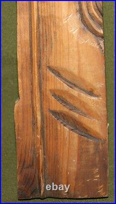 Vintage hand carving wood abstract figure wall decor plaque