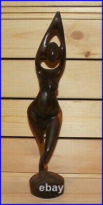 Vintage hand carving wood abstract modernist nude woman figurine