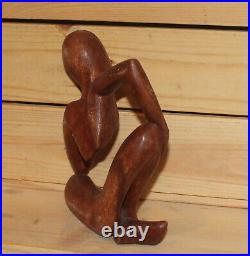 Vintage hand carving wood abstract surrealist figurine