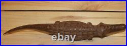 Vintage hand carving wood crocodile figurine