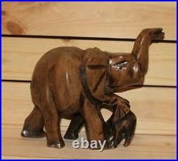 Vintage hand carving wood elephant figurine