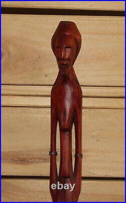 Vintage hand carving wood figurine tribal man
