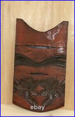 Vintage hand carving wood floral wall hanging plaque flowers
