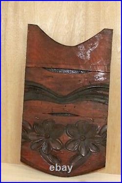 Vintage hand carving wood floral wall hanging plaque flowers