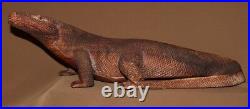 Vintage hand carving wood lizard Komodo Dragon figurine