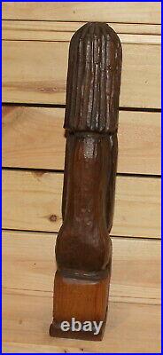 Vintage hand carving wood old man figurine