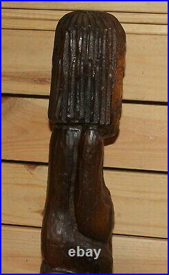 Vintage hand carving wood old man figurine