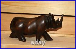 Vintage hand carving wood rhinoceros figurine