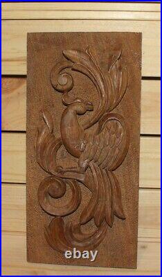 Vintage hand carving wood wall hanging plaque bird