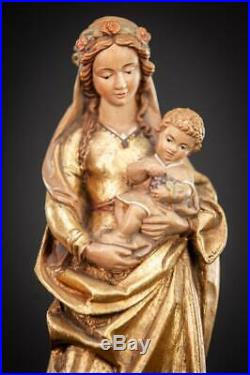 Virgin Mary Child Jesus Sculpture Madonna Baby Christ Statue Wood Carving 11