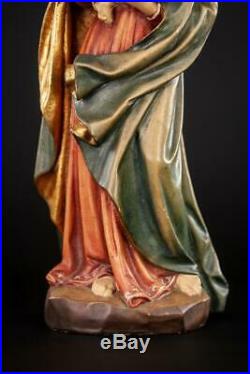 Virgin Mary Child Jesus Sculpture Madonna Baby Christ Statue Wood Carving 14