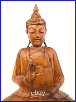 Vitarka Teaching Gautama Buddha Sculpture Hand Carved wood Statue Balinese Art