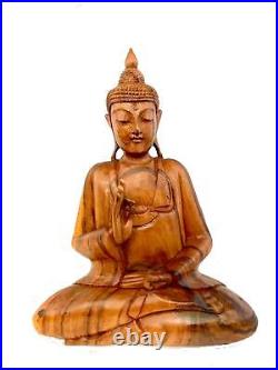 Vitarka Teaching Gautama Buddha Sculpture Hand Carved wood Statue Balinese Art