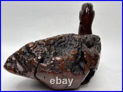Vntg Hand Carved Burl Wood Duck Sculpture Folk Art Wooden Figurine Rustic Decor