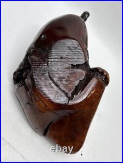 Vntg Hand Carved Burl Wood Duck Sculpture Folk Art Wooden Figurine Rustic Decor