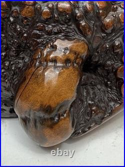 Vntg Hand Carved Burl Wood Duck Sculpture Folk Art Wooden Figurine Rustic Decor