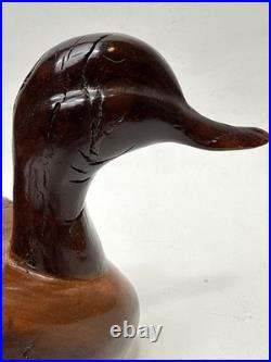 Vntg Hand Carved Burl Wood Duck Sculpture Folk Art Wooden Figurine Rustic Decor