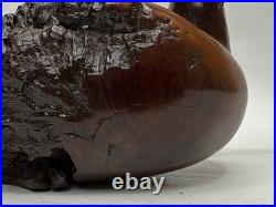 Vntg Hand Carved Burl Wood Duck Sculpture Folk Art Wooden Figurine Rustic Decor
