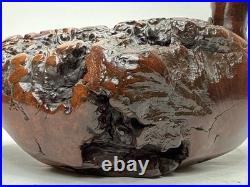 Vntg Hand Carved Burl Wood Duck Sculpture Folk Art Wooden Figurine Rustic Decor