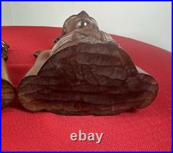 Vtg 1930s Bali Teak Wood Busts 13 Pair Hand-Carved Balinese Sculpture Man Woman