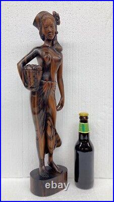 Vtg 20 Hand Carved Wood Topless Tiki Girl Woman Sarwa Bali Wooden Art Statue