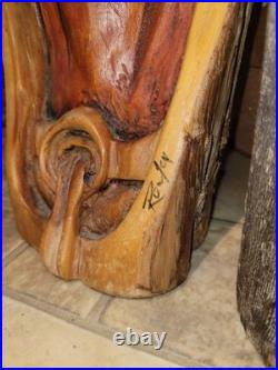 Vtg 3 Rick J Rowley Wood carvings. Native couple from Montana Free Ship US cont