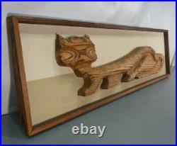 Vtg 48 Witco Mid Century Modern Carved Cat Sculpture Tiki Wall Decor Carving