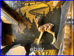 Vtg Art Wood Carving Diorama Wall Decor Cottage Water Wheel 12.5x 8.5 READ