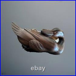 Vtg Balinese Master Artist K. Widia Hand Carved Wood & Tree Root Sculpture Ducks