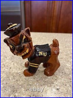 Vtg Carter Hoffman Mascot Carved Wood Figure Northwestern University Wildcat