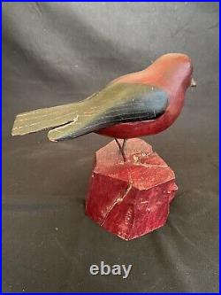 Vtg Carved Tanager Bird Wildlife Carving Decoy After Frank Finney Folk Art