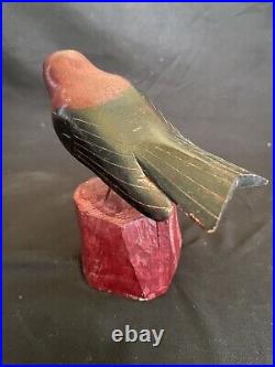 Vtg Carved Tanager Bird Wildlife Carving Decoy After Frank Finney Folk Art