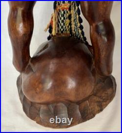 Vtg Carved Wooden Headhunter Tribal 24 Sculpture Severed Head Axe Vtg Carved Wooden Headhunter Tribal 24 Sculpture Severed Head Axe