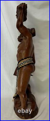 Vtg Carved Wooden Headhunter Tribal 24 Sculpture Severed Head Axe Vtg Carved Wooden Headhunter Tribal 24 Sculpture Severed Head Axe
