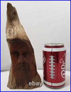 Vtg Junior Cobb Hand Carved Wood Tree Spirit Statue Folk Art Signed Carving 9