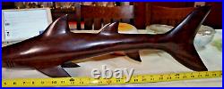 Vtg Mid Century HUGE 30 Hand made SHARK TEAK/Iron Wood Sculpture- Heavy