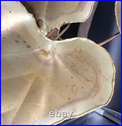 Vtg Signed Metal & Wood Table Wall Art Sculpture Heart Leaf MCM 1981 30x19x21