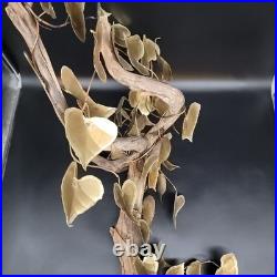 Vtg Signed Metal & Wood Table Wall Art Sculpture Heart Leaf MCM 1981 30x19x21